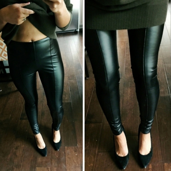 Lysse Pants - Lysse High Waist Vegan Faux Leather Black  Leggings Large